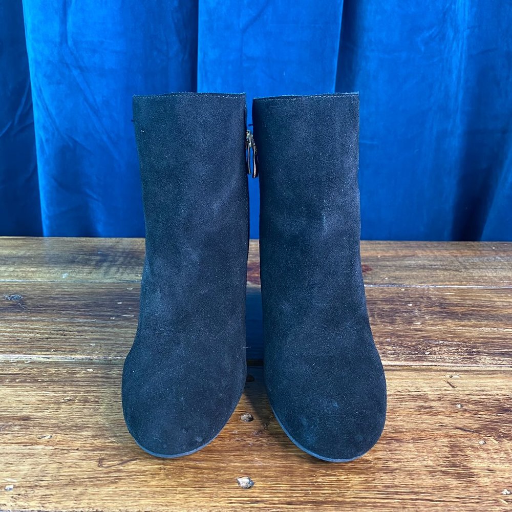 Saks Fifth Avenue Faux Fur Lined Wedge Bootie Black - Picture 3 of 8